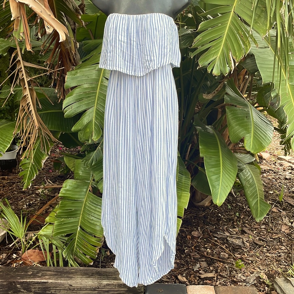 Strapless striped crop jumpsuit